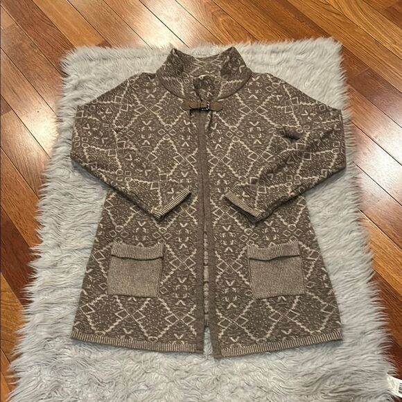 Chiaramente long wool brown pattern sweater size medium‎ - Picture 1 of 5